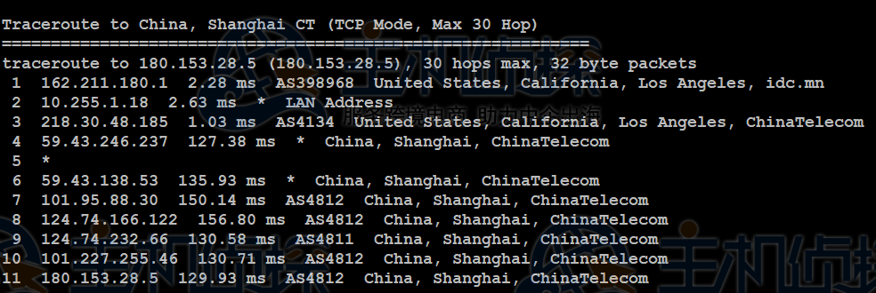 IIDATC美国服务器回程路由追踪